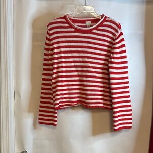 a new day Red and White Knit Top